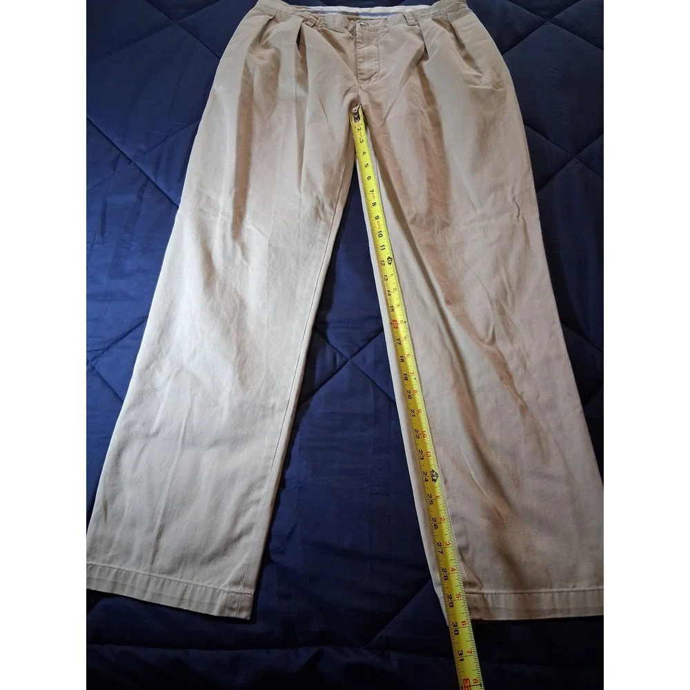 Polo Ralph Lauren Mens 34x32 Khaki Tan Classic Fit Pleated Chino Pants Cotton